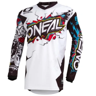 Bild av O&#039;NEAL Motocrosströja Enduro Motorcykel Passar för maximal rörelsefrihet, insydd armbågsskydd, andas Jersey Element Villain Vuxna Vit Storlek L