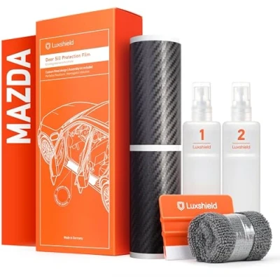 Bild av Luxshield skyddsfilm för trösklar till bildörrar Mazda MX 30 1 (I) DR I 2021 2025 skyddsfolie bildörr lackskyddsfolie med installationstillbehör svart kolfiberlook
