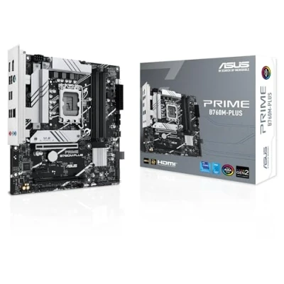 Bild av ASUS Prime B760M PLUS Intel B760 LGA 1 700 mATX moderkort (PCIe 4.0, M.2, Realtek 2.5 Gb Ethernet, DP, HDMI, SATA 6 Gbps, USB Type C, förmonterat I/O skydd, Aura Sync)