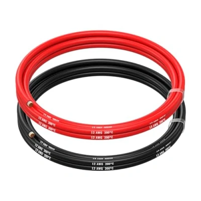 Bild av MMOBIEL 12 AWG Elektrisk Silikonkabel Gauge (3,31 mm²) Förtennad Kopparkabel 2 Separata Kabeln Röd &amp; Svart Varje 1,5 m / 5 ft för RC, Drönare, 3D Skrivare, Batterier, Högtalarkablar, Led Strips