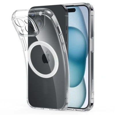 Bild av ESR för iPhone 15 Plus fodral, klart silikonfodral med MagSafe, stötsäkert tunt skydd, gulningsbeständigt transparent TPU mobilskal, Zero serien, klar
