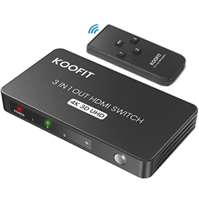 Bild av HDMI Switch 4K@60Hz, omkopplare 3 i 1 ut med fjärrkontroll, auto multikontakt stöder 4K 3D UHD, växla splitter för PS5, PS4, PS3, DVD, Blu ray, Xbox, Roku, PC, TV
