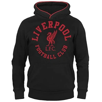 Bild av Liverpool FC Official Fleecehuvtröja för pojkar supporterpryl med tryck Svart 8 9 år