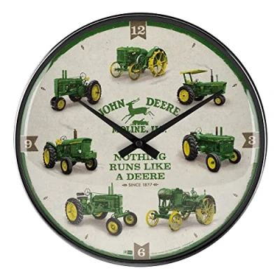 Bild av Nostalgic Art Väggklocka i retrostil, John Deere Model Chart Presentidé för traktorälskare, Stort väggur, Deko vintagedesign, Ø 31 cm