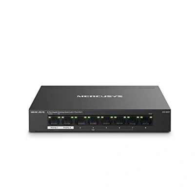 Bild av MERCUSYS MS108GP TP Link Gigabit PoE switch 8 portar, 65W för alla 7 PoE+ 30W 802.3af/at, Ethernet switch, RJ45 metallhölje, uttag, koppla in och använda