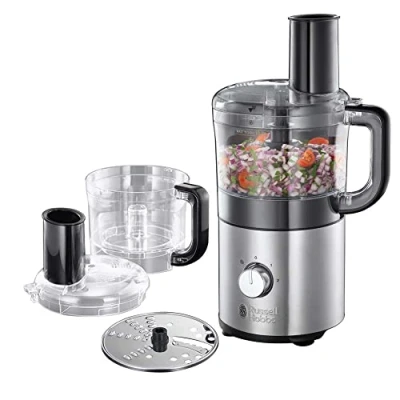 Bild av Russell Hobbs matberedare, 1.2l kapacitet, 500W, 2 hastigheter och pulsfunktion, knivblad i rostfritt stål, tål diskmaskin, perfekt för det mindre hushållet, Compact Home 25280 56