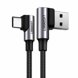 Bild av Ugreen USB till C QC3.0 kabel med vinkel 1m Svart vävd