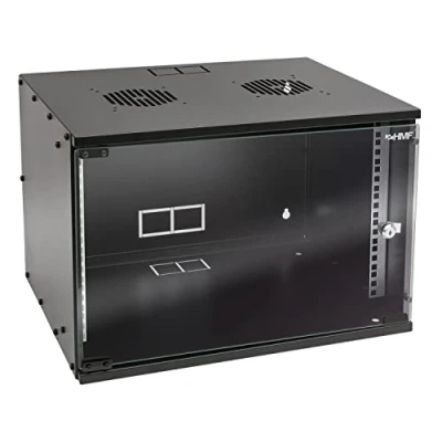 Bild av HMF 65707 02 nätverksskåp, serverskåp 19 tum 7 HE 400 mm djup glasdörr svart