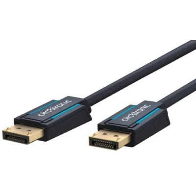 Bild av Clicktronic DisplayPort kabel 1,4 med kontakt till DP kontakt/4320p / 8k/60 Hz/2160p 4K/120 Hz/UHD/FullHD/för spelskärm grafikkort bärbar dator TV/guld/5 m