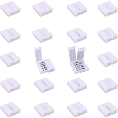 Bild av LitaElek 20 st RGBW LED kontakt 5 stift 12 mm bred 5050 remskontakt bandkontakt förlängare bandanslutningsadapter, vit
