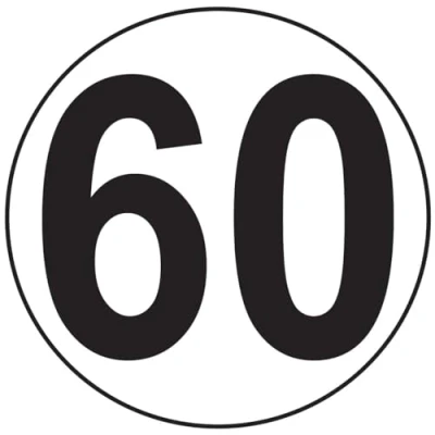 Bild av Klistermärke Macaron hastighetsbegränsning tränare traktor vikt tung skivbegränsning lastbil 60 KM/H självhäftande 20 cm diameter