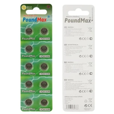 Bild av 10 x AG13 LR44 1,5 V alkaliskt knappcellbatteri från PoundMax
