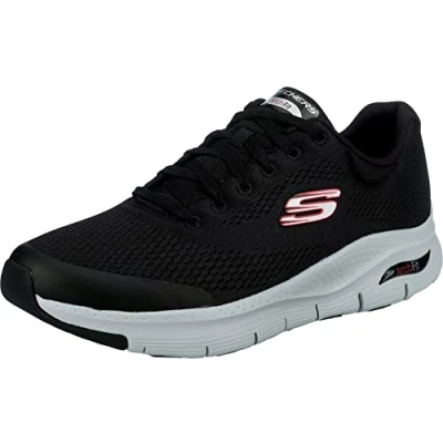 Bild av Skechers Arch Fit herr Sneaker, Black Textile/Synthetic/Red Trim, 46 EU