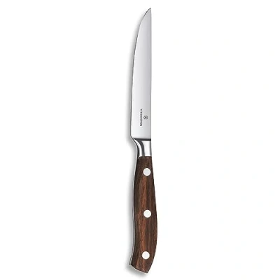 Bild av Victorinox, Grand Maître, Profi Steakmesser, Extra Scharfe Klinge, gerader Schliff, 12 cm, Edler Holzgriff, Rostfreier Stahl, braun