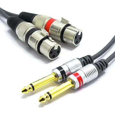 Bild av VITALCO 2 x XLR hona till uttag 6,3 mono 3 m ljudkabel stifts adapter dubbel 6,35 TS stereokontakter ljudsplitter mikrofonkabel
