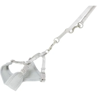 Bild av Trixie Junior puppy soft harness with leash 26 34 cm/10 mm 2.00 m light grey