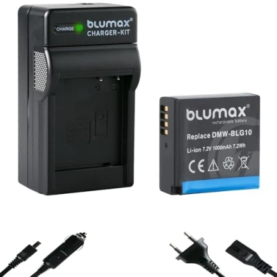 Bild av Blumax batteri 1025 mAh laddare nätdel ersätter Panasonic DMW BLG10 e kompatibel med Lumix DC TZ95D GX9 TZ202 TZ91 DMC TZ101 TZ81 GF6 GX7 GX80 LX100 G110