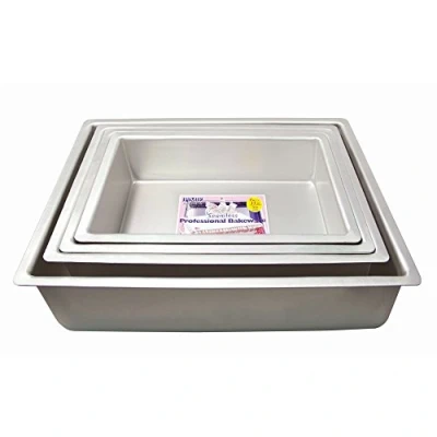 Bild av PME OBL07113 avlång kakform 18 x 28 8 tum djup, aluminium, silver