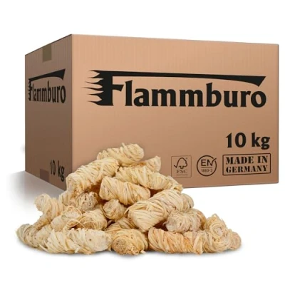 Bild av FLAMMBURO 10 kg träull för eldstäder, spisar och grillar miljövänlig tändare, eldstad grilltändare, träullständare (10 kg/800 st)