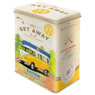 Bild av Nostalgic Art Förvaringsburk i retrostil L, Volkswagen Bulli Get Away Presentidé för VW buss, Stor kaffeburk av plåt, Deko vintagedesign, 3 l