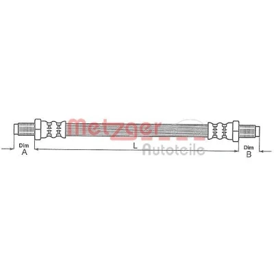 Bild av METZGER 4111637 Flexible De Frein 285 M10 x 1 FORD: Capri, ESCORT 1, Capri III, JAGUAR: XJS Cabriolet, XJ Coupe, Berline
