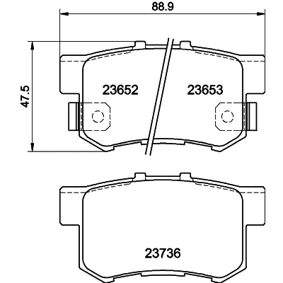 Bild av HELLA 8DB 355 009 581 Jeu de plaquettes frein avec indicateur d&#039;usure HONDA: Jazz 2, CIVIC 7 Hatchback, Accord Limousine