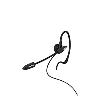 Bild av Hama in ear headset med mikrofon för trådlösa telefoner (2,5 mm uttag, headset, kabelanslutna, hörlurar mikro, mono, bärbar på ena sidan, öronkrok, tyst, klämma) svart