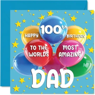 Bild av 100:e pappas födelsedagskort världens mest fantastiska pappa grattis på för från son dotter, 145 mm x ålder 100 hundra gratulationskort till far