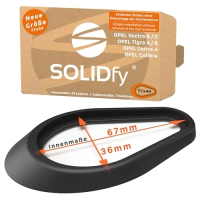 Bild av SOLIDfy® Tätning takantenn för Opel Calibra, Vectra B, C GTS, Tigra A/B Twintop, Zafira A storlek 77 x 44 mm (inre mått: 67 36 mm) Installation utan att ta bort antennfoten