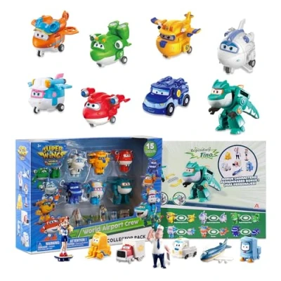 Bild av Super Wings Transformer Toys 2 tum, flygplansleksak, miniactionfigurer för barn från 312 år, födelsedagsfesttillbehör pojkar och flickor (15 förpackningar)