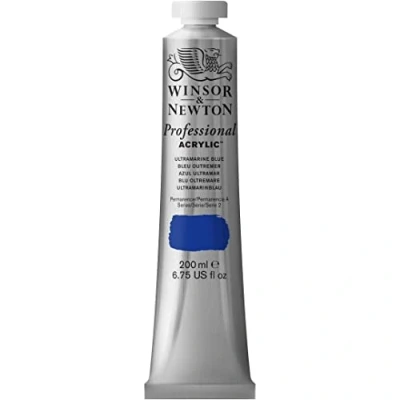 Bild av Winsor &amp; Newton 2337664 professionell akrylfärg i 200 ml tub, hög täckkraft, konstnärskvalitet, ultramarinblå