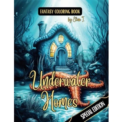 Bild av Fantasy Coloring Book Underwater Homes Special Edition: For Adults and Teens Black Line Grayscale Images of Whimsical Houses