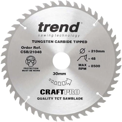 Bild av Trend CraftPro kombinerat TCT sågblad, 210 mm diameter x 48 tänder 30 borrning, hårdmetallspetsad, CSB/21048
