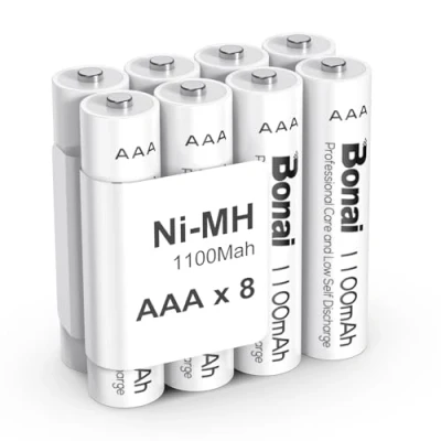 Bild av BONAI AAA Batterier Laddningsbara, Hög kapacitet 1100 mAh 1,2V Ni MH Batteri Laddningsbara 1200 Cykler Låg Självurladdning, Paket Med 8