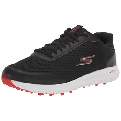 Bild av Skechers Herr Max Fairway 3 Arch Fit Spikeless golfsko sneakers, Svart röd, 45 EU