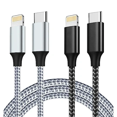 Bild av IDISON USB C Lightning kabel, iPhone typ laddningskabel MFi 2 PACK 1M+2M, snabbladdare strömförsörjning Apple kabel kompatibel med 14/14 Pro/13/13 Mini/12/12 Pro/MAX/XS/XR/iPad