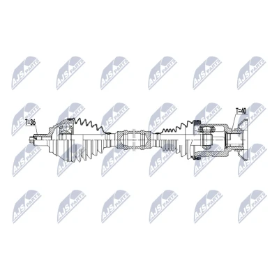 Bild av NTY NPW VW 235 Drivaxel framaxel höger 604mm VOLKSWAGEN: Passat B8 Variant, Alltrack