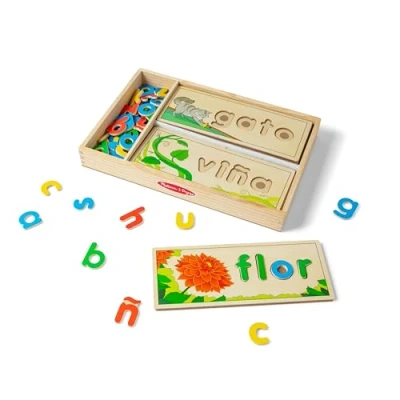 Bild av Melissa &amp; Doug Se Stava på spanska Språkinlärningsleksak Pussel barn Leksaker 3 år Montessori Busy board Gåva för pojke eller flicka