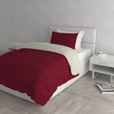Bild av Italian Bed Linen Parure Täcka Natural Färg, Bordeaux/grädde, En Square och Halv