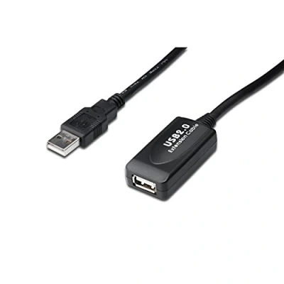 Bild av DIGITUS Active USB 2.0 förlängningskabel Repeaterkabel A hane till hona 15 m 480 Mbit/s Plug &amp; Play Strömförsörjning via Svart