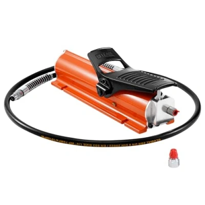 Bild av VEVOR 10 000 PSI pneumatisk hydraulpump med 0,69 l tank, 16,66 mm NPT oljeutlopp, 13,7 ingång, metallhölje, pedalpump för rymdutrustning, Orange, Mediano