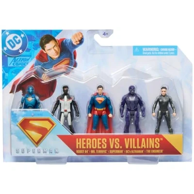 Bild av DC Comics Superman Presentset med 5 actionfigurer för samling, 8 cm, leksaker barn från 4 år