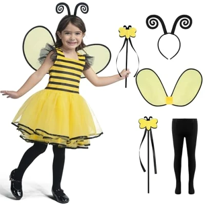 Bild av Spooktacular Creations Humla kostym för flickor, söt humledräkt halloweenkostymer och rollspel L