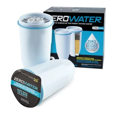 Bild av ZeroWater Ersättningsvattenfilterpatroner, 5 stegs filtreringssystem minskar fluor, klor, bly och krom, 2 x filter