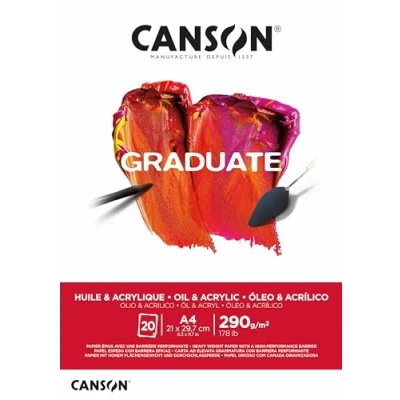 Bild av CANSON 20 ark GRADUATE Oil &amp; Akryl limmade liten sida A4 290 g/m²