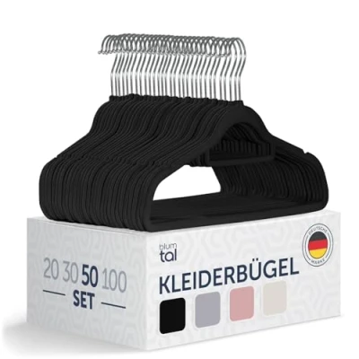 Bild av Blumtal klädhängare 50 stycken sammetsklädhängare 360 vridbar och elastisk Utrymmesbesparande halkfri Svart