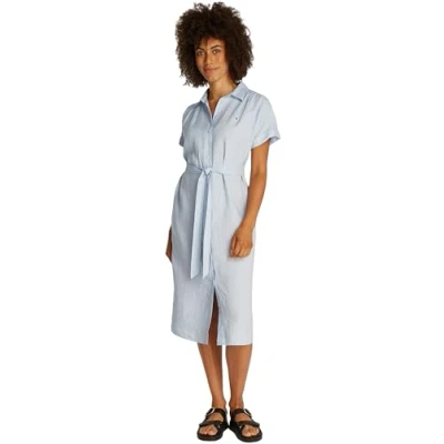 Bild av Tommy Hilfiger Belted MIDI Dress Skjortklänning, Storlek: 44, Breezy blue