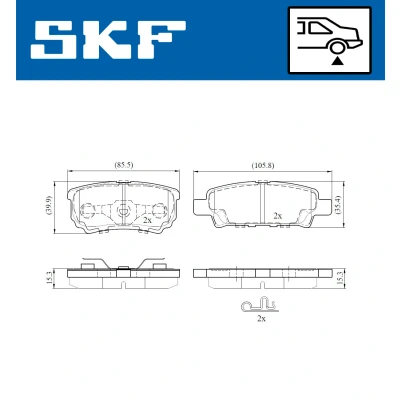 Bild av SKF VKBP 90416 A Jeu de plaquettes frein avec indicateur d&#039;usure MITSUBISHI: Lancer 8 Limousine