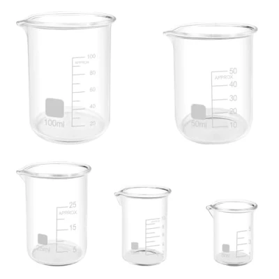 Bild av Lixiluxia 5 st. graderad glas, 3,3 borosilikatglasbägare, vätskebehållare, laboratoriumglas, bägare i storlekar 100 ml 50 25 10