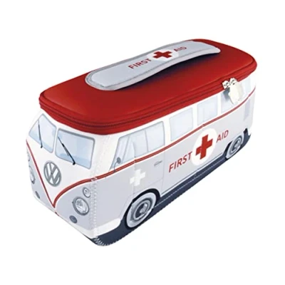 Bild av BRISA VW Collection Volkswagen neopren universell sminkväska för kosmetika i T1 Bulli Bus design (Första hjälpen/Grå/Large)